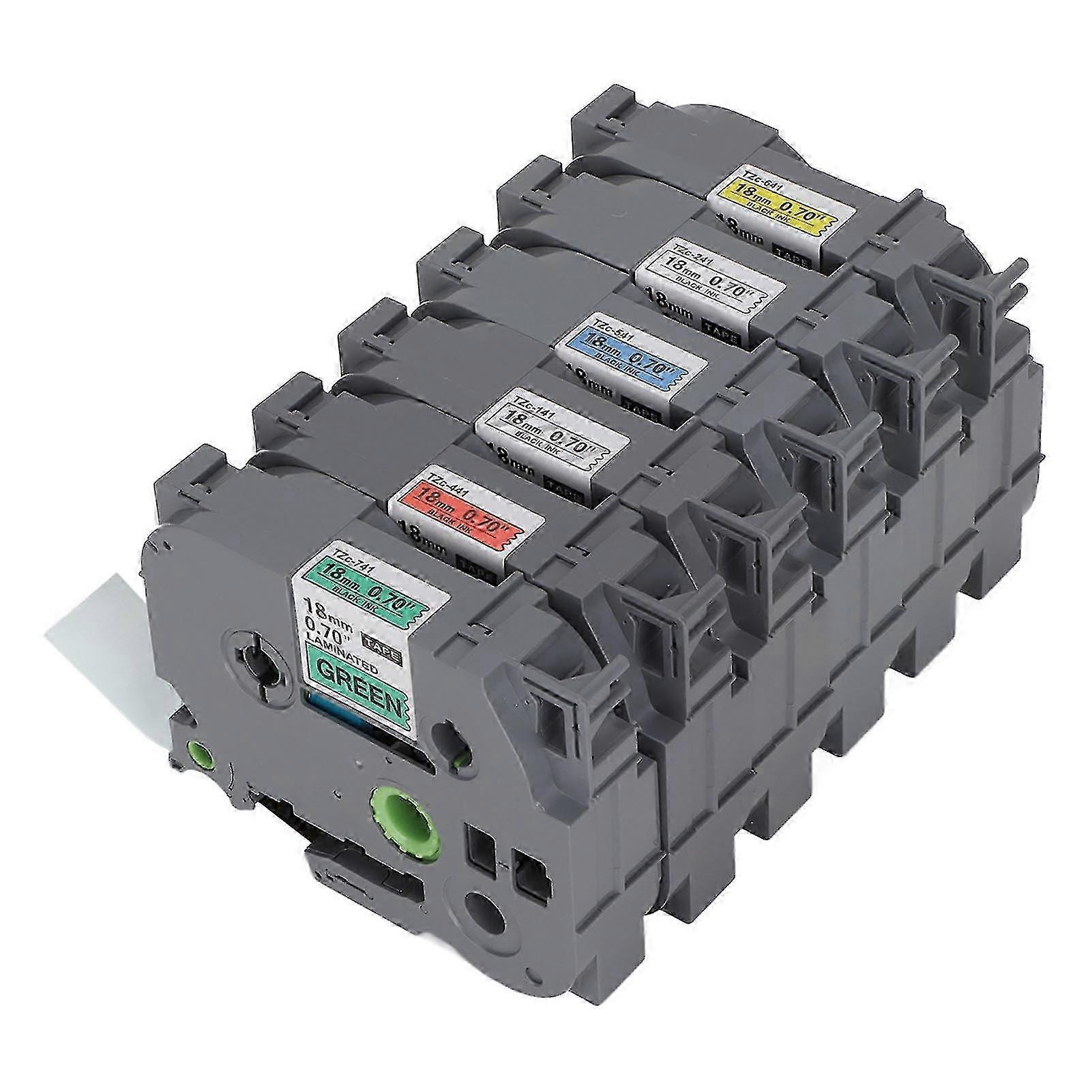 Label Maker Tape 18mm Width 8M Length Label Maker Refills for TZe 141 for TZe 241 for TZe 541 for TZe 641 18mm 6 Colors