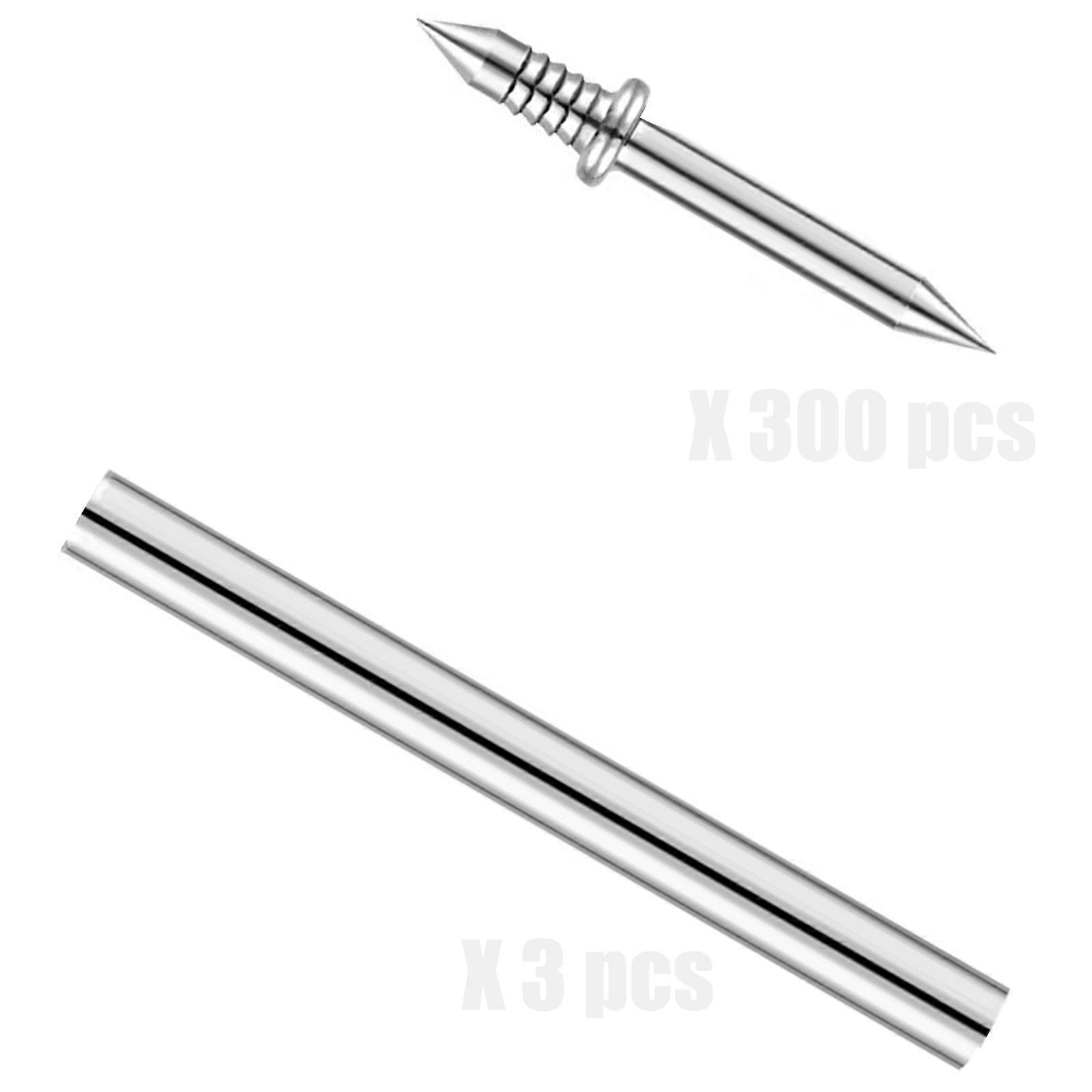 300Pcs Double Head Seamless Installation Nail with Sleeve Skirting Thread Metal None Marking Nails Easy to Install Multicolor