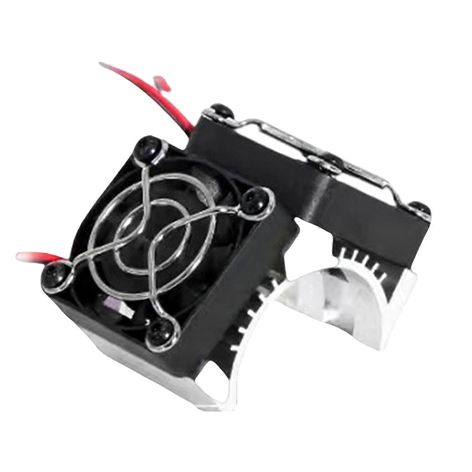 Efficient Double Fan Heatsink Cooling Device For 1/8 Scale 4074 4274 1515 Remote Control Car Motors Low Noise Design  Silver