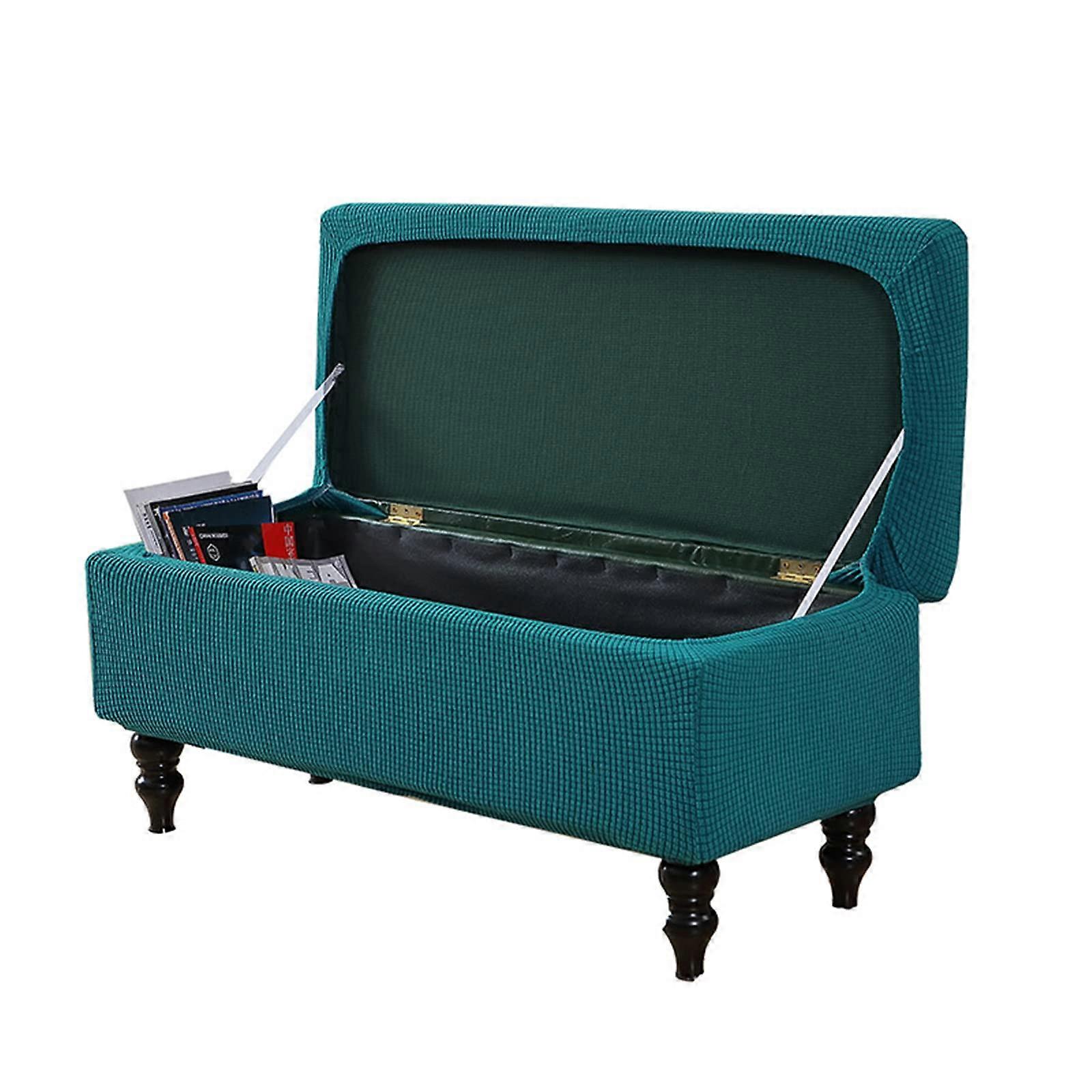 Stretchable Ottoman Cover for 80110CM Rectangle Storage Bench with Lid, Durable Footstool Protector