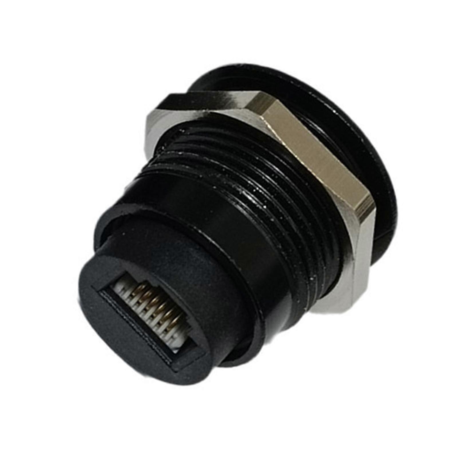 Threaded RJ12 6P6C Two Female Port Telephone Sockets M24 Nut Mount for Office Networking Cabinet Installation  Black