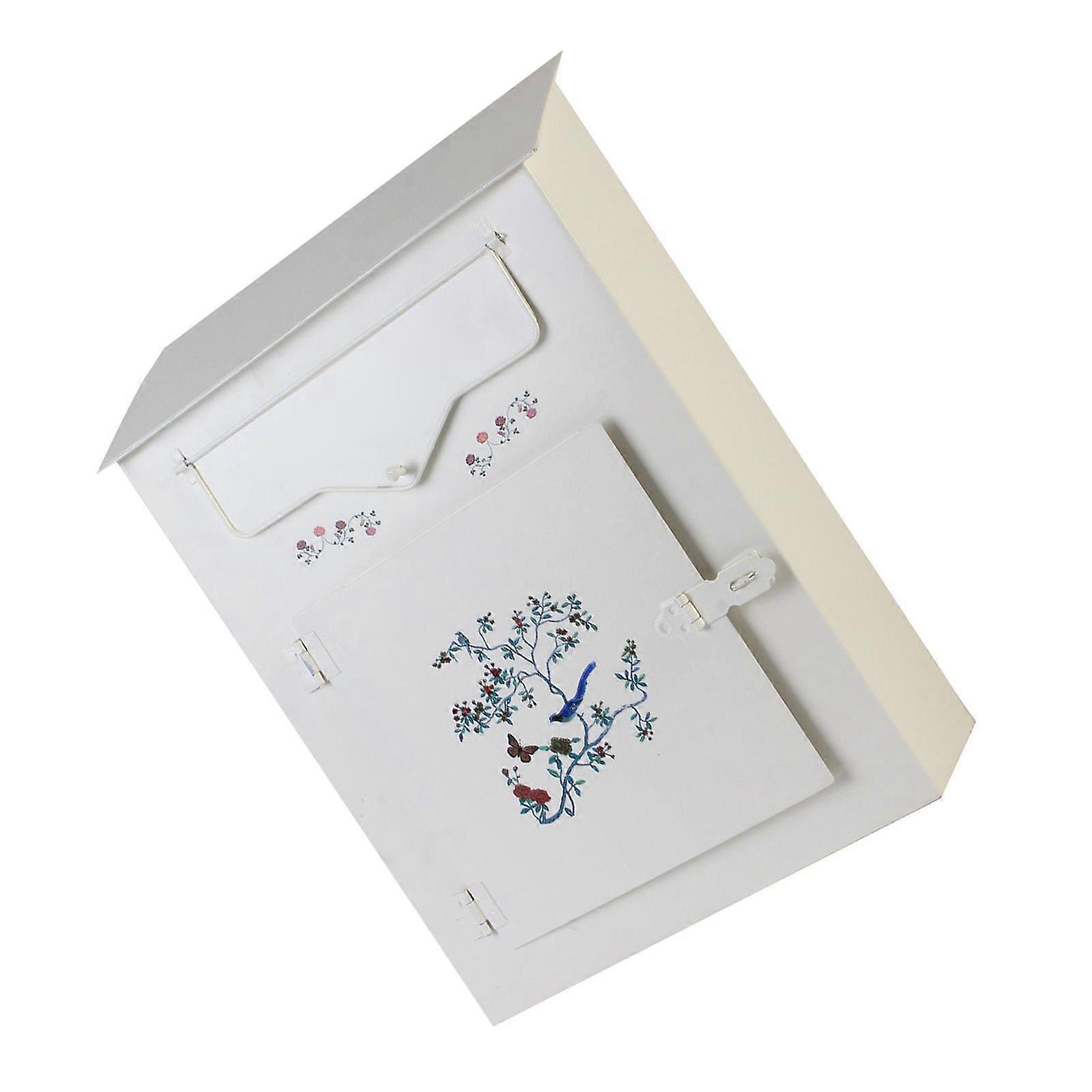 Ornamental Bird Pattern Iron Mailbox Rust Resistant Coating Large Mail Storage Space Simple Installation Home Garden Essential Multicolor