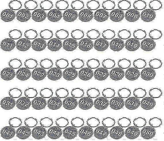 1-50 Numbers Key Chain Numbers Tags Locker Gym Key Rings Engraved Number With Key Rings Key Ring Aluminum Numbers Tag