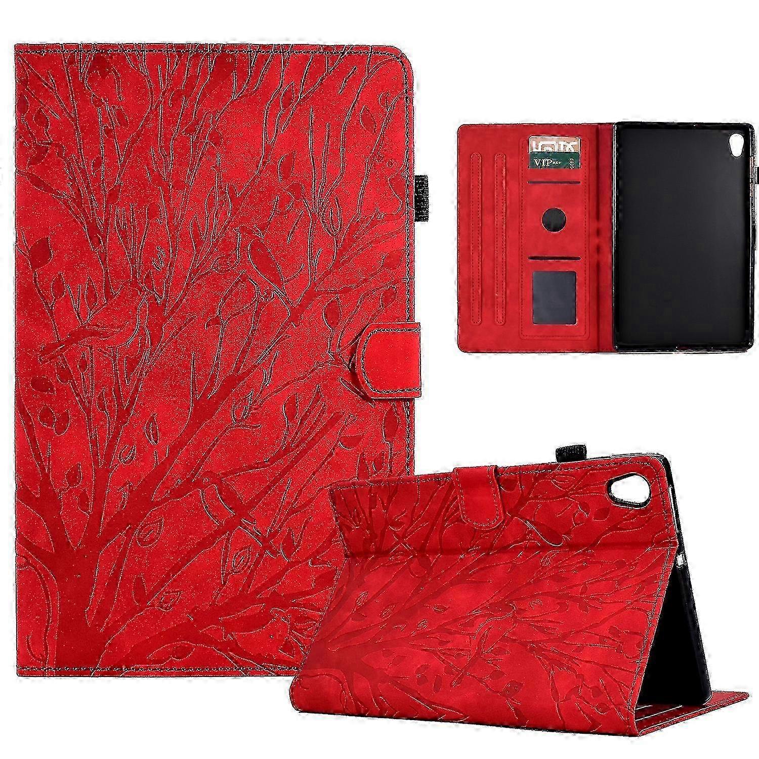 For Lenovo M10 HD 2nd X306X Fortune Tree Pressure Flower PU Tablet Case with Wake-up / Sleep Function