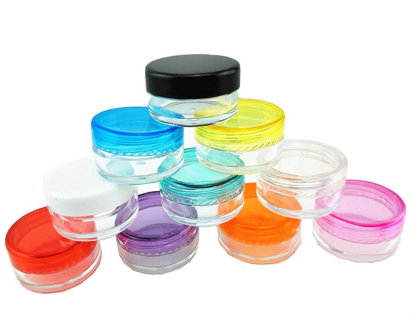 ?10 Empty Clear Boday Multi Color Top Lid Plastic Sample Containers 5 Gram Size Cosmetic Containers Pot Jars Eyshadow Container Lot