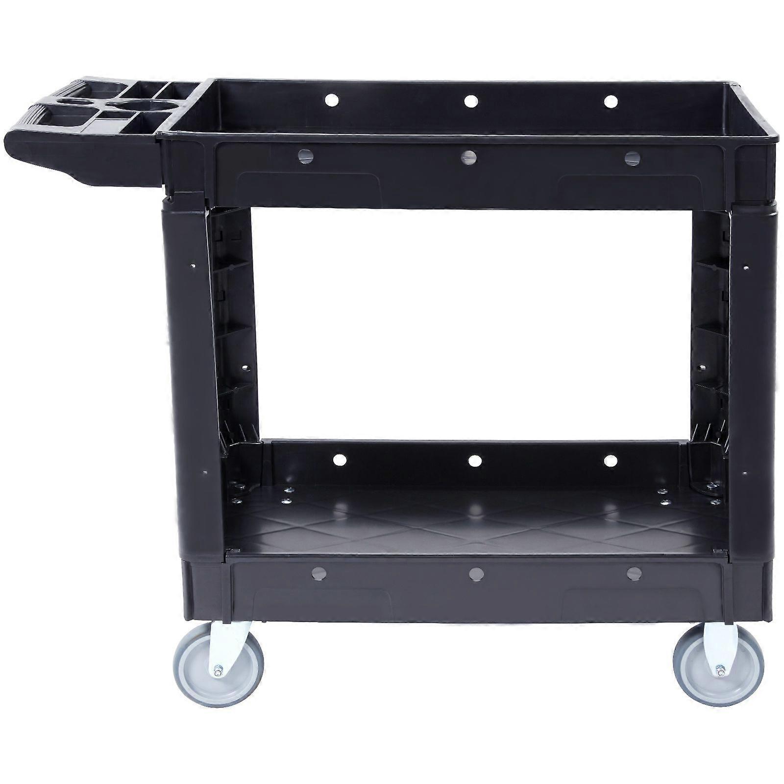 Utility Service Cart, 2 Shelf 550LBS Heavy Duty Plastic Rolling Utility Cart with 360 Swivel Wheels, for Warehouse/Garage/Cleaning/Office