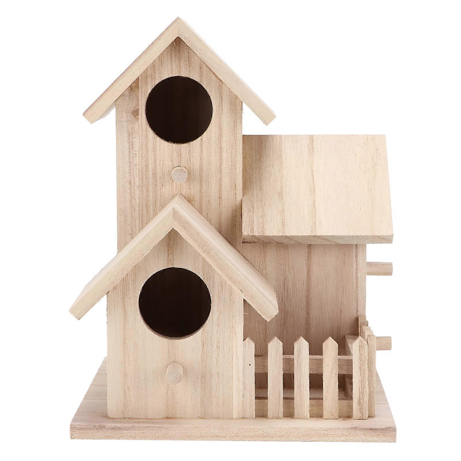 Outdoor Birdhouse with Wood Nesting Box for Safe Roosting in Garden or Yard