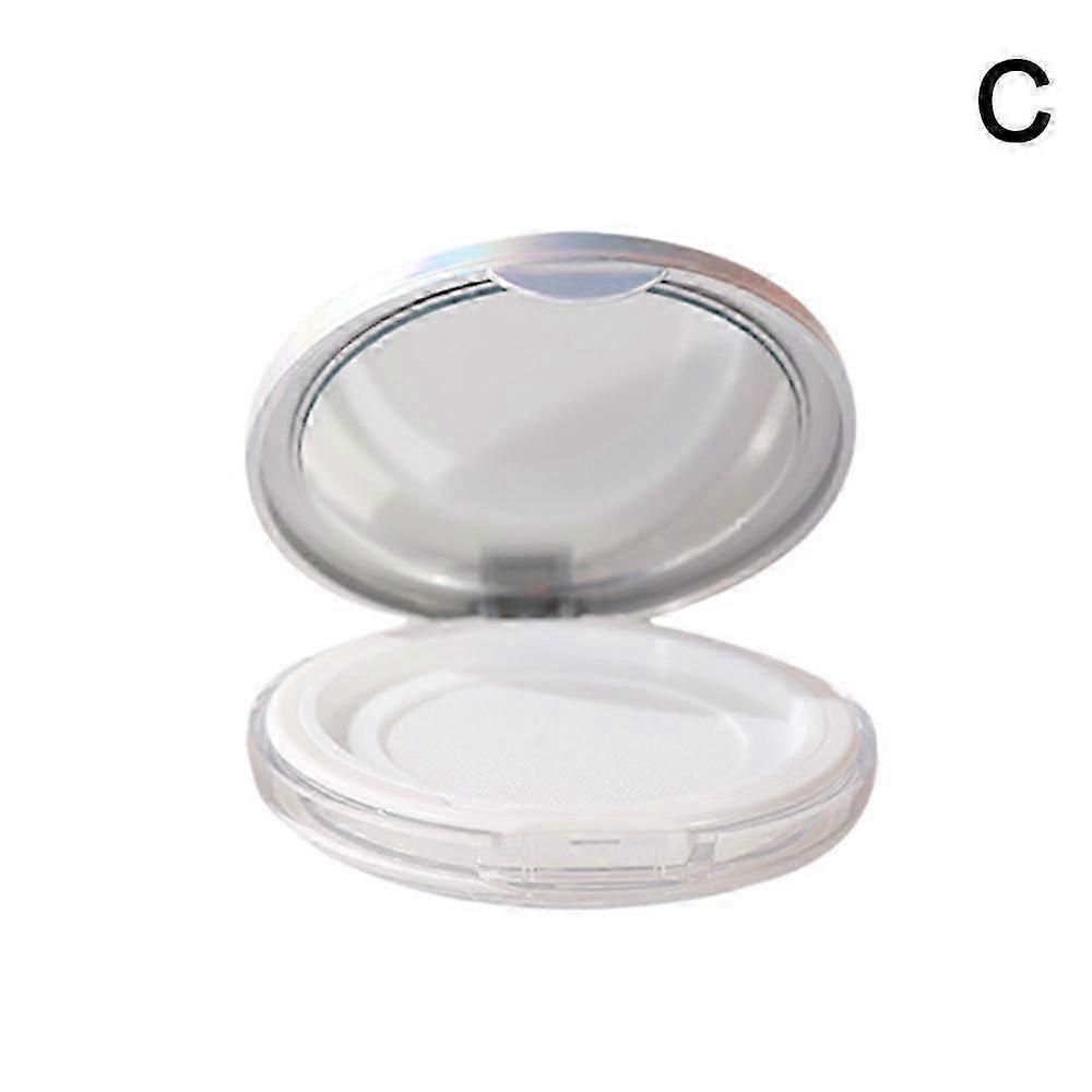 Fantasy (C)$ Round ultra-thin loose powder box flip cover elastic net powder empty box mini portable repackaging loose powder box without powder puff