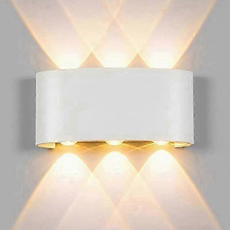 مصباح حائط LED خارجي حديث 6 واط مصباح أبيض دافئ مع تأثير الضوء لأعلى ولأسفل ، الألومنيوم ، IP65