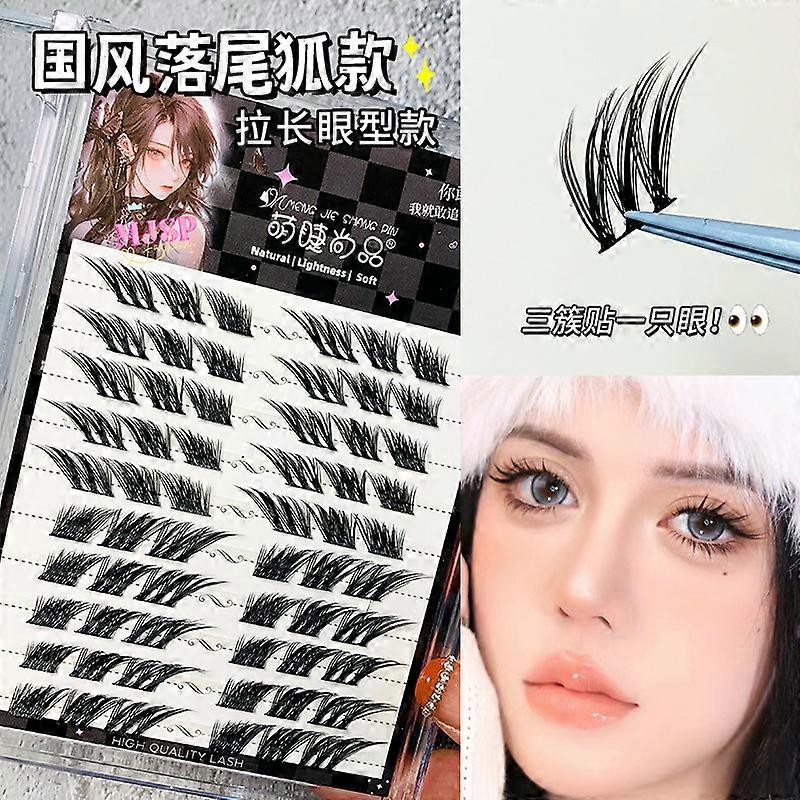 Individual Fox Eye Effect Fluffy False Eyelashes Reusable Natural Thick Long Single Cluster Lash Segmented Eyes Makeup