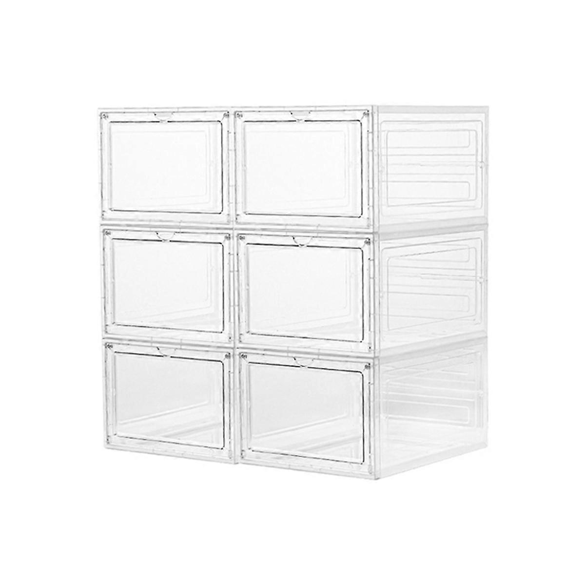 6 Pack Stackable Storage Bins with Lids, Clear Plastic Organizers