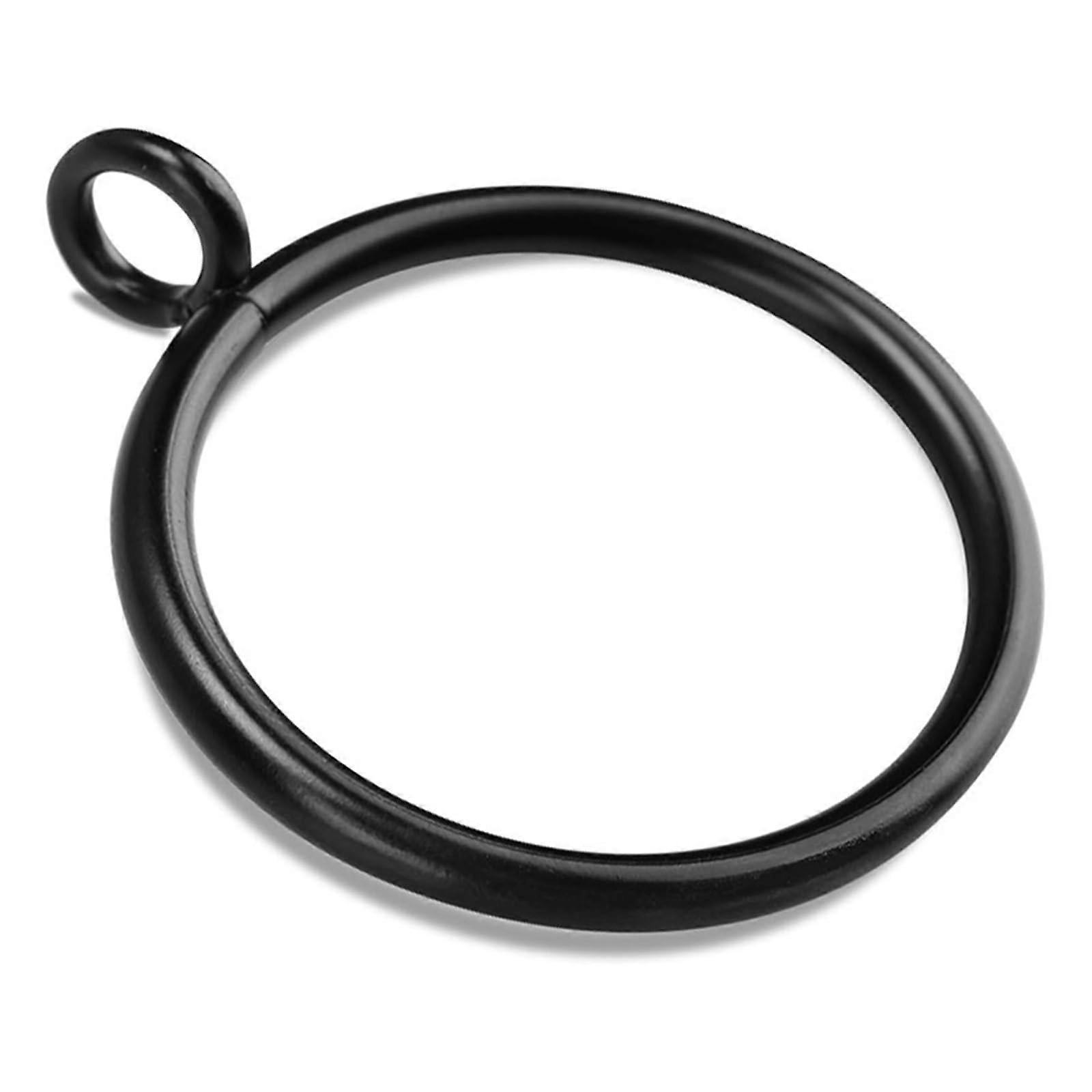 20 PCS 1.5 Inch Matte Black Curtain Rings with Eyelet for Smooth Sliding on Standard Rods