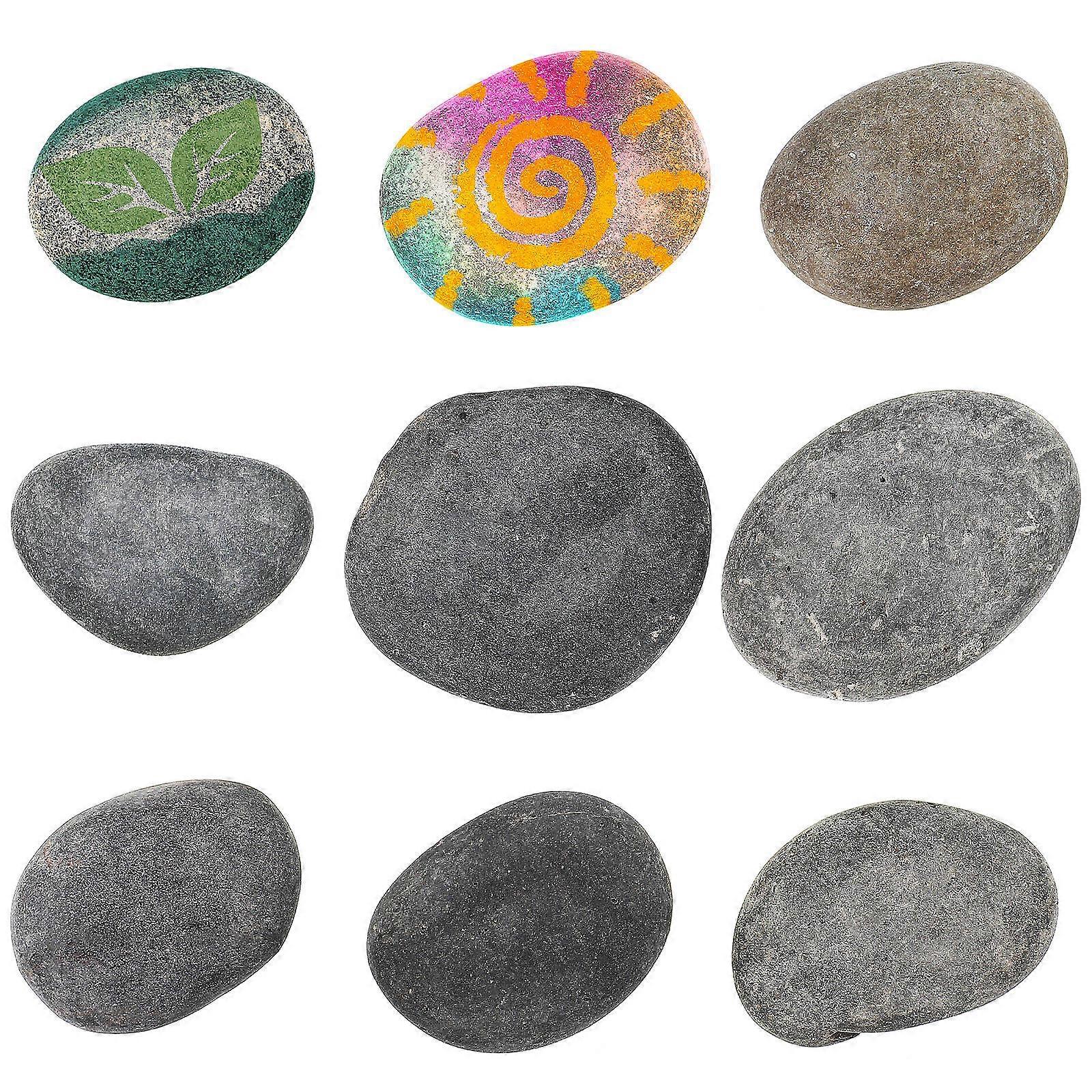 Handmålade stenar, platta stenar för hantverksmålning, 9 st