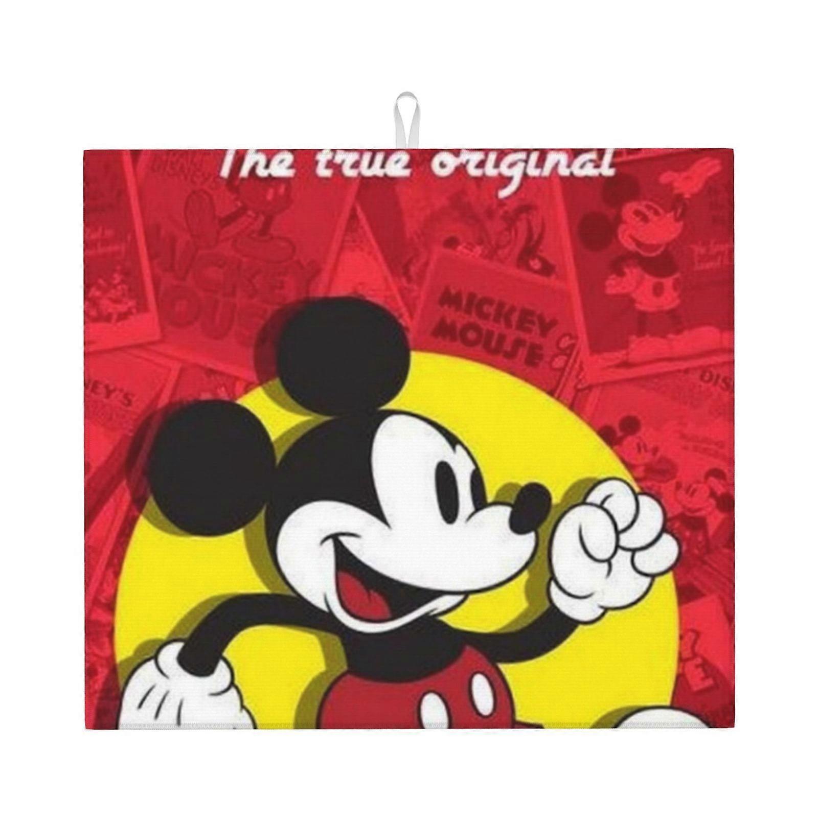 Mickey Mouse Dish Drying Mat For Kitchen Counter, Microfiber Dish Mat, Fast Absorbent Draining Pad