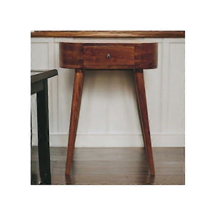 Solid Wood Mini Albion Chestnut Console, 1 Drawer, Dark Brown