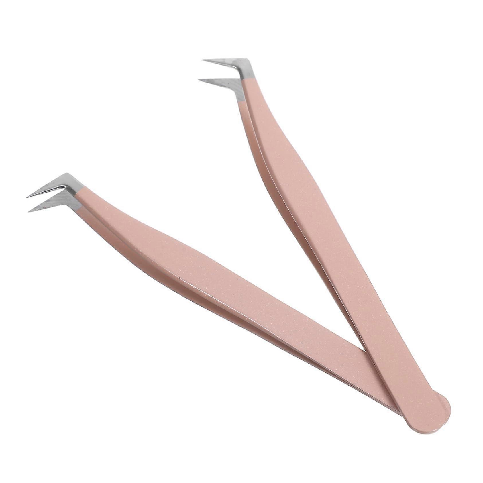 2pcs Stainless Steel Eyelash Extension Tweezers with Ultrafine Tip for Precision Lash Placement