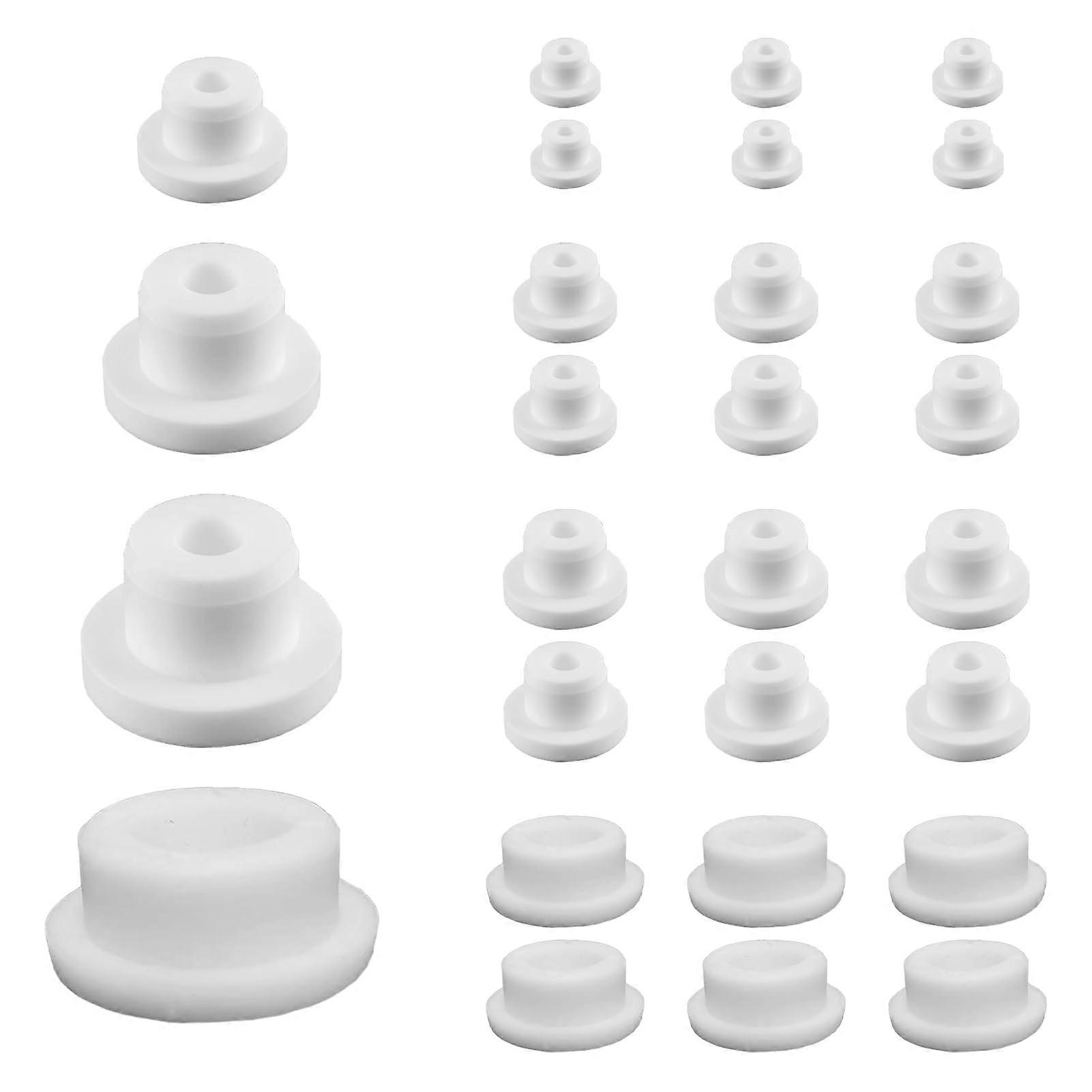 Silicone Drain Plug Set 24PCS Watertight Seal for Bathtub and Sink Holes 4 Sizes White