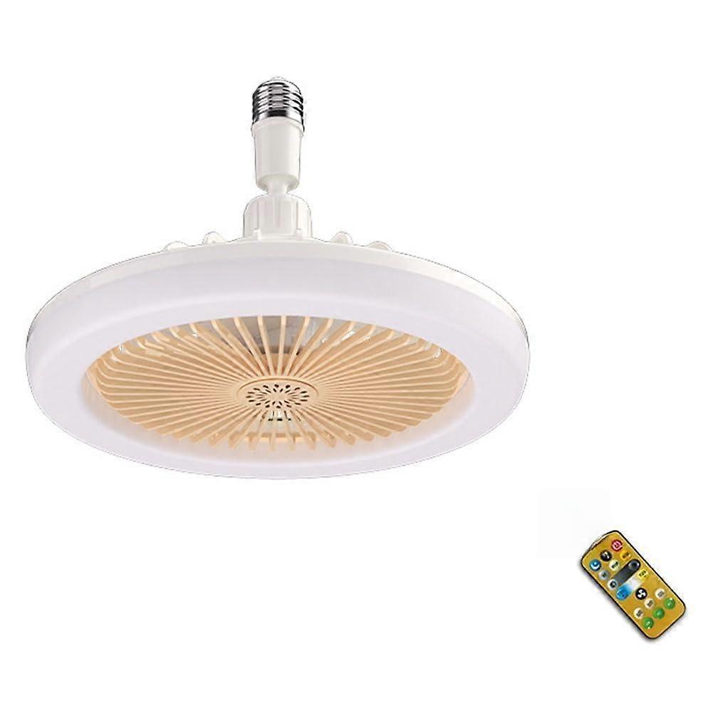 2PCS Smart Silent Ceiling Fans with Remote Control, E27 Converter Base Light, Easy to Use Adjustable Speed Fans