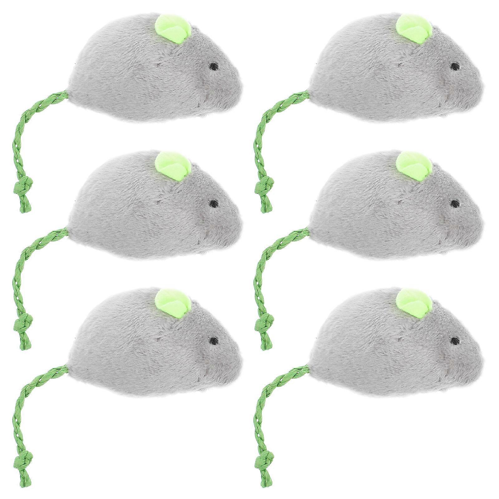 Durable Plush Mouse Cat Toy Set 6Pcs for Interactive Indoor Cat Chewing