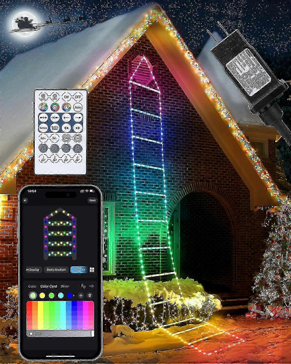 Decorative Ladder for Christmas with LED Santa Claus and String Lights