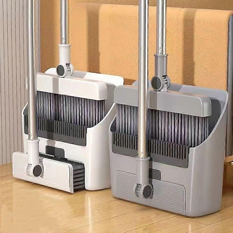 Soft Bristle Broom & Dustpan Set with Non-Stick Hair Feature and Scraper