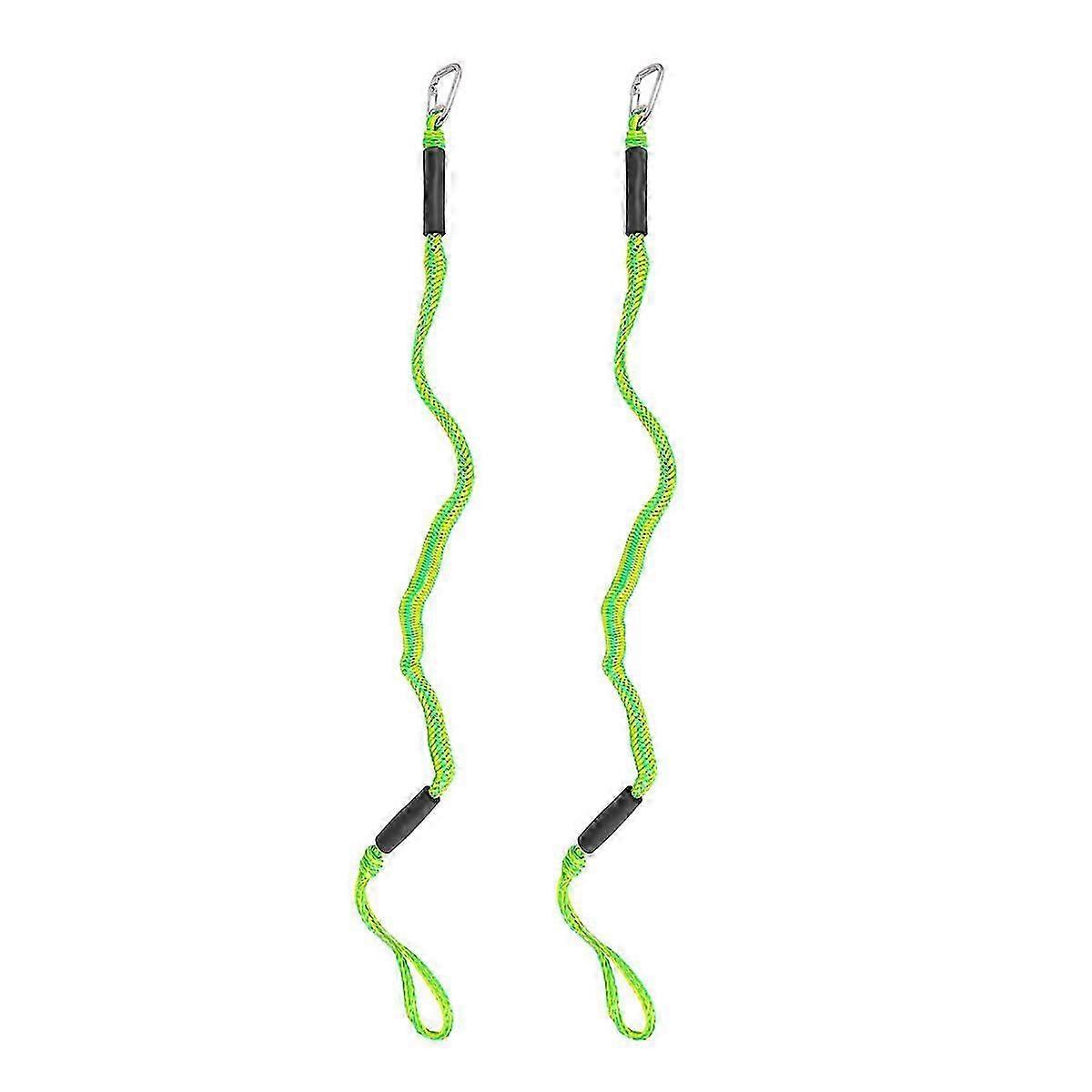 2Pack 4Ft Boat Bungee Dock Line with Hook for Pontoon Kayak,Green