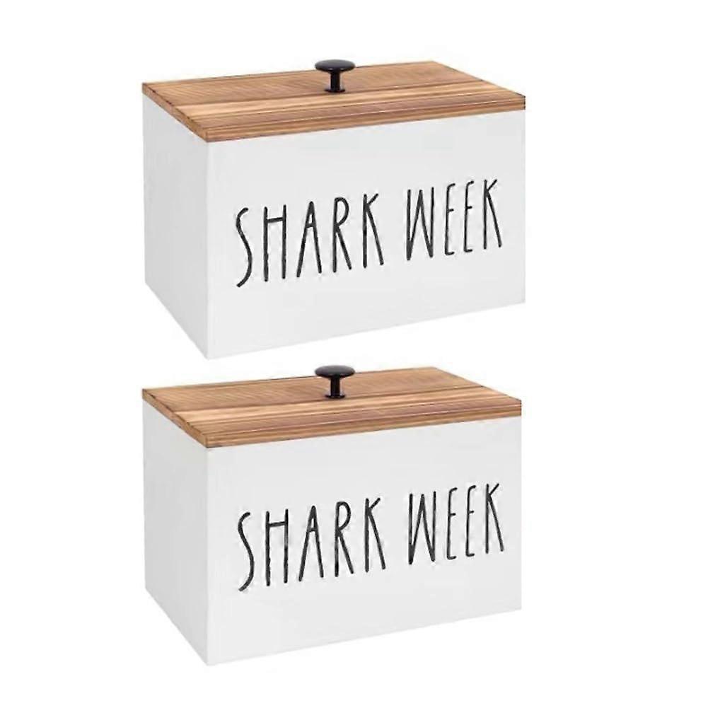 2PCS Wooden Bathroom Storage Box with Lid, Tampon Holder and Movable Partition Organizer