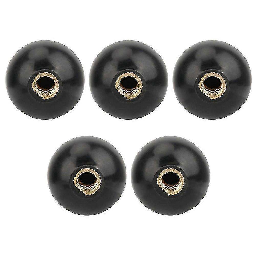 5-Pack Black Round Ball Lever Knobs, M10 x 35mm, Engineering Plastic for Machine Tools