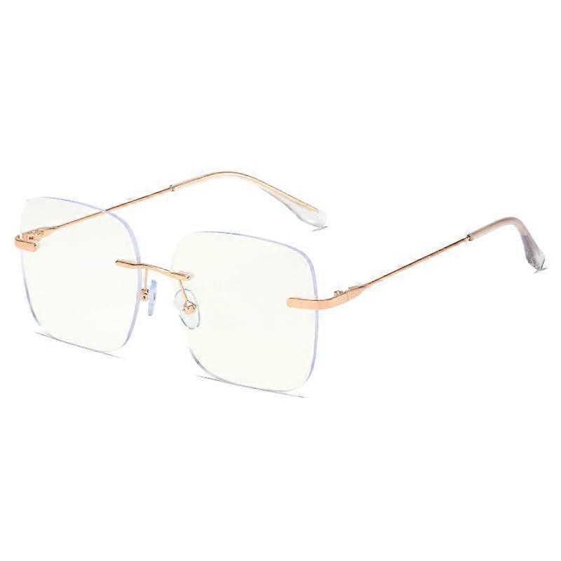 Blue Light Blocking Reading Glasses for Women Oversized Rimless Scratch Resistant Rose +0.00