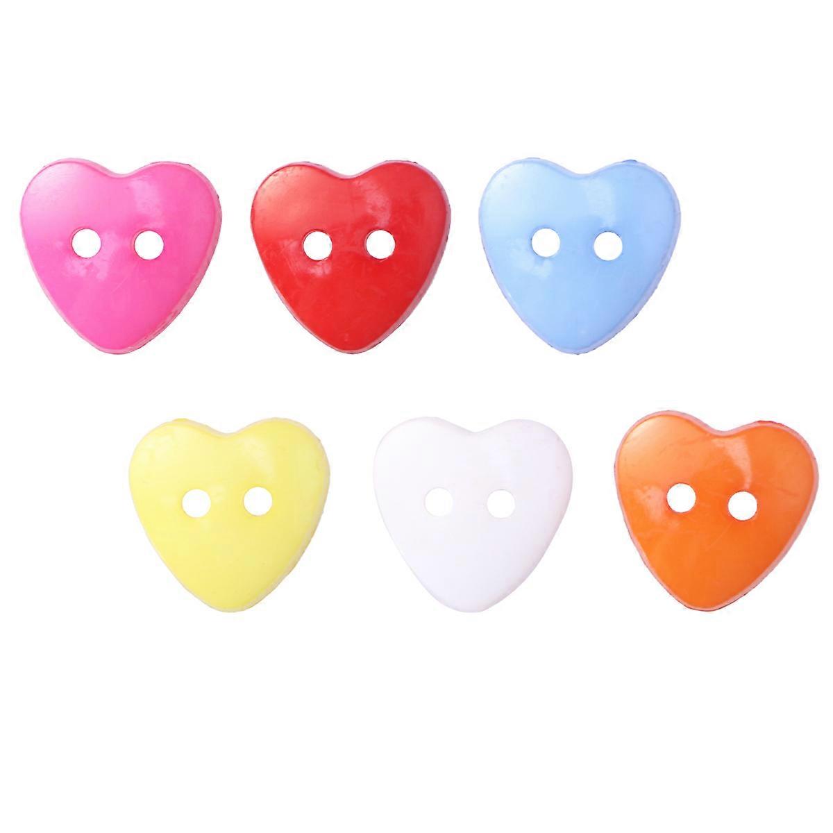 Heart Shaped Resin Sewing Buttons for Scrapbooking 100Pcs Multicolor Set