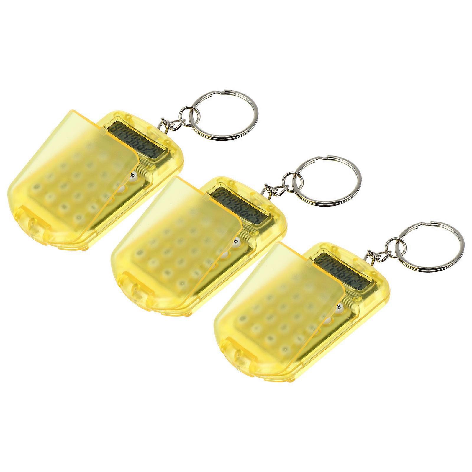 Mini Electronic Calculator Keychain for Calculating 3Pcs Orange ABS