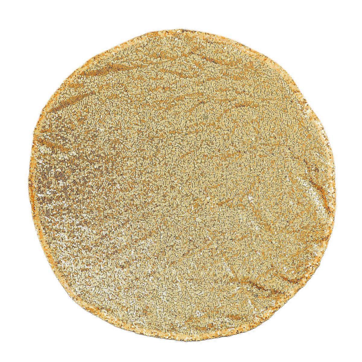 Golden Round Table Runner for Wedding 2Pcs Sequin Tablecloth Cover