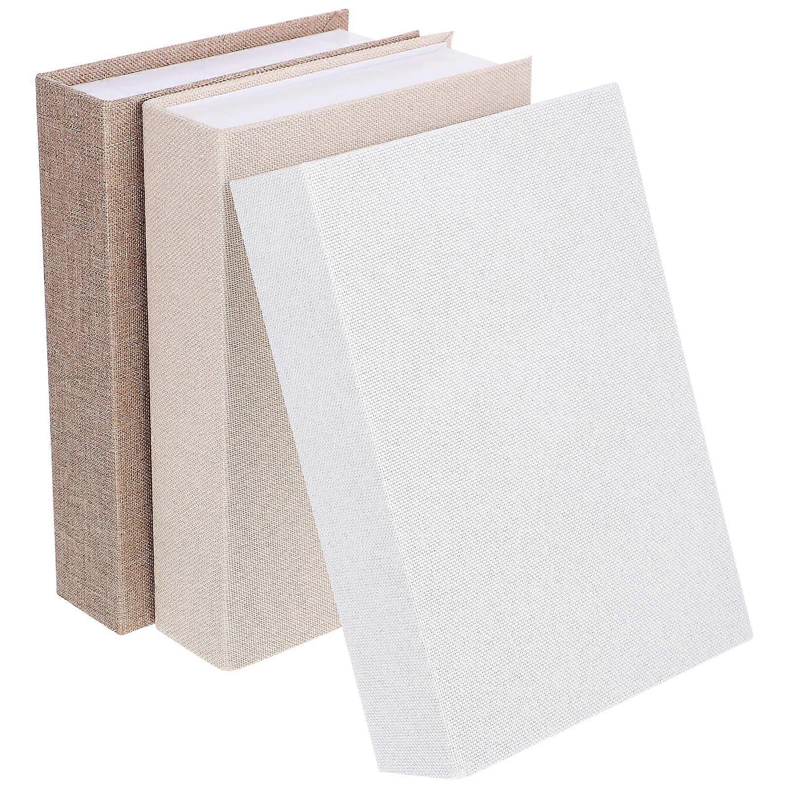 Faux Book Decorative Linen Book Boxes for Decor 3Pcs Assorted