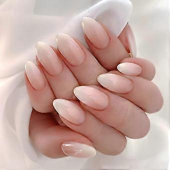 Gradient Pink Press on Nails Medium Nude Almond Fake Nails with SalonQuality French Tips