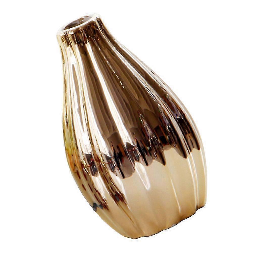 Golden Decorative Flower Vase: Simple Chic Home Container & Practical Ornament (1 Set)