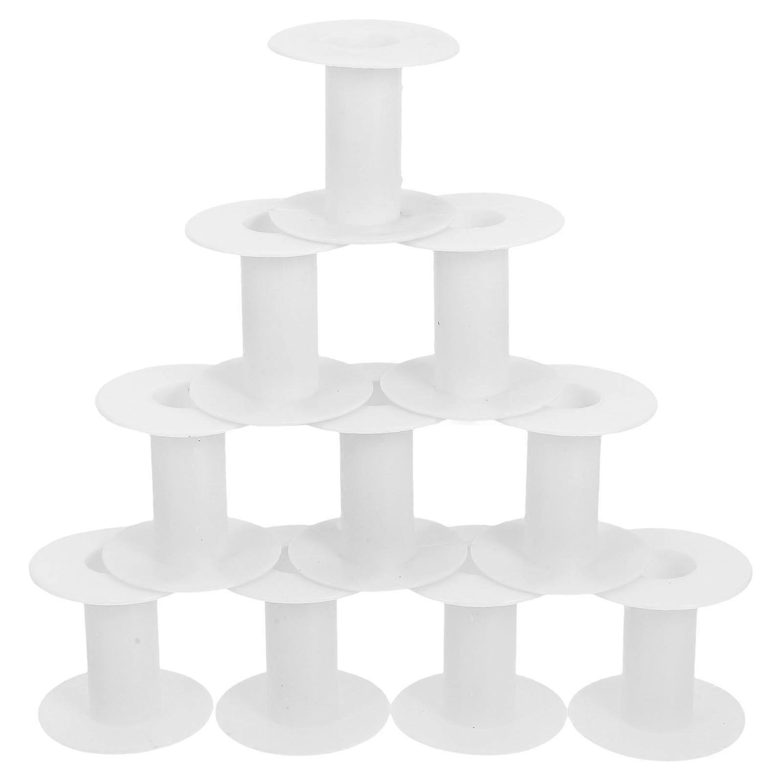 White Sewing Thread Bobbins Plastic 40Pcs Empty Spools