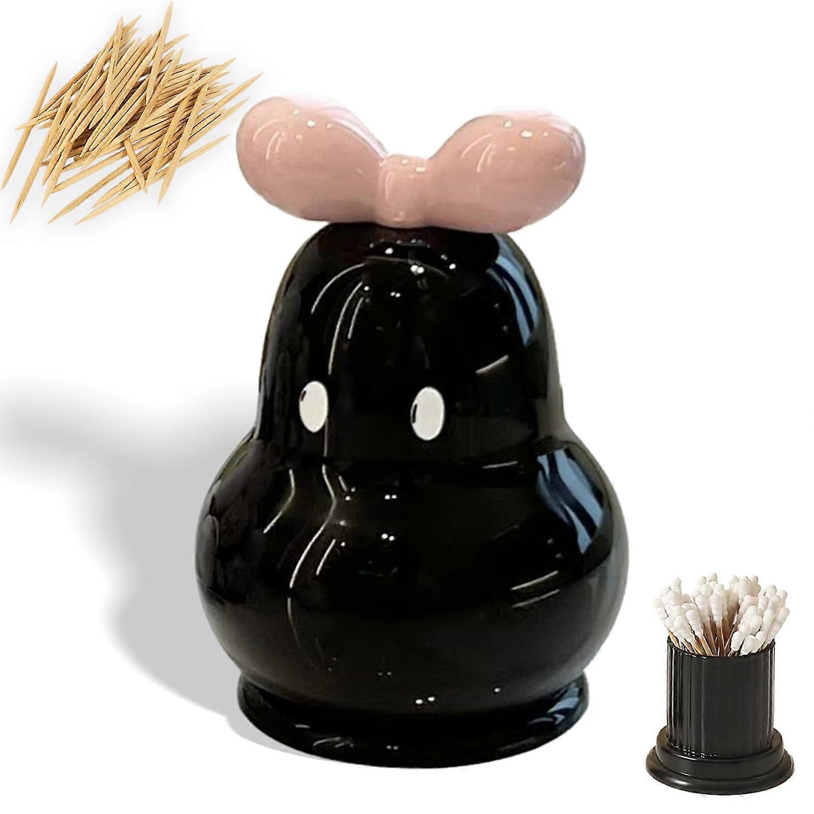 Pear Storage Jar Toothpick Holder  Unique PearShaped Design, MultiPurpose PP Organizer Black
