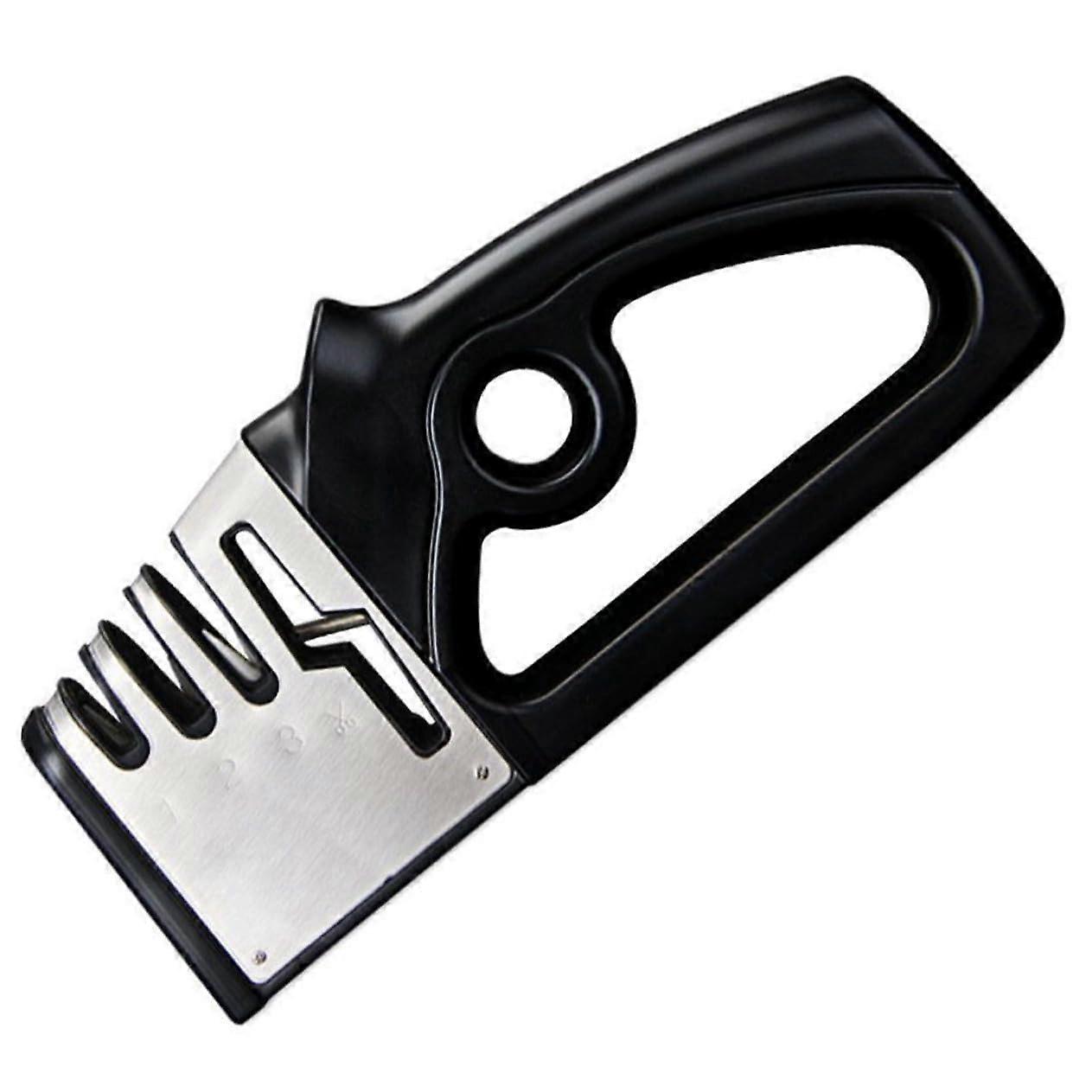 Knife Sharpener with ThreeStage Precision Sharpening, Ergonomic AntiSlip Handle, MultiFunctional for Kitchen Knives, Scissors and Drill Bits