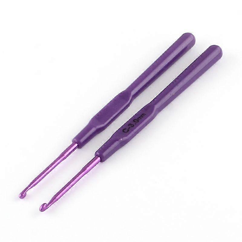 5Pcs Aluminum Crochet Hooks with Plastic Handle Covered Purple 140x9x7.5mm