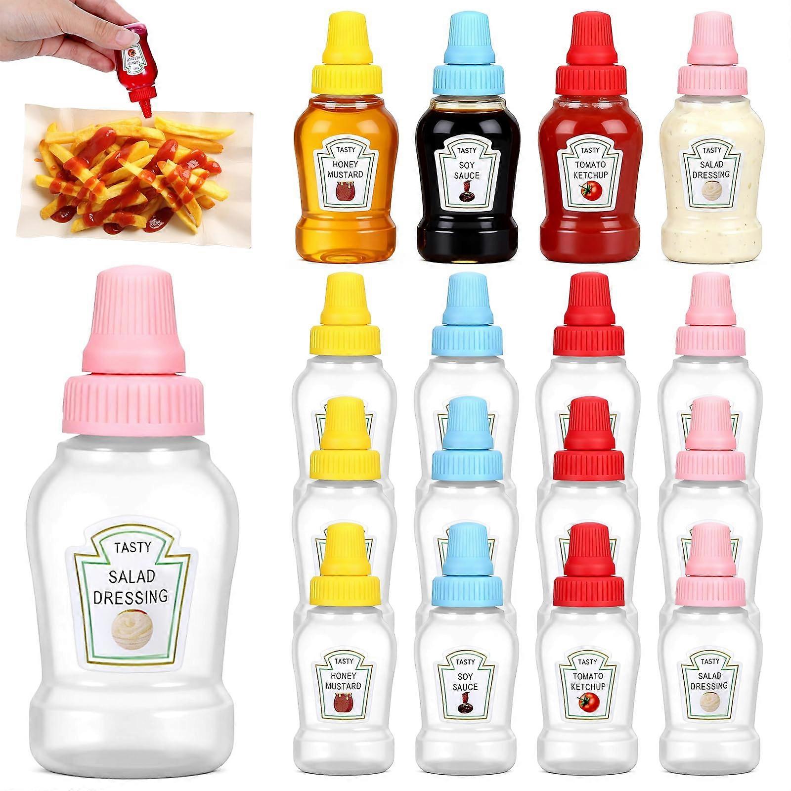 16 Pack 25ml Mini Condiment Bottles LeakProof Portable Sauce Containers for Lunch Box Picnic