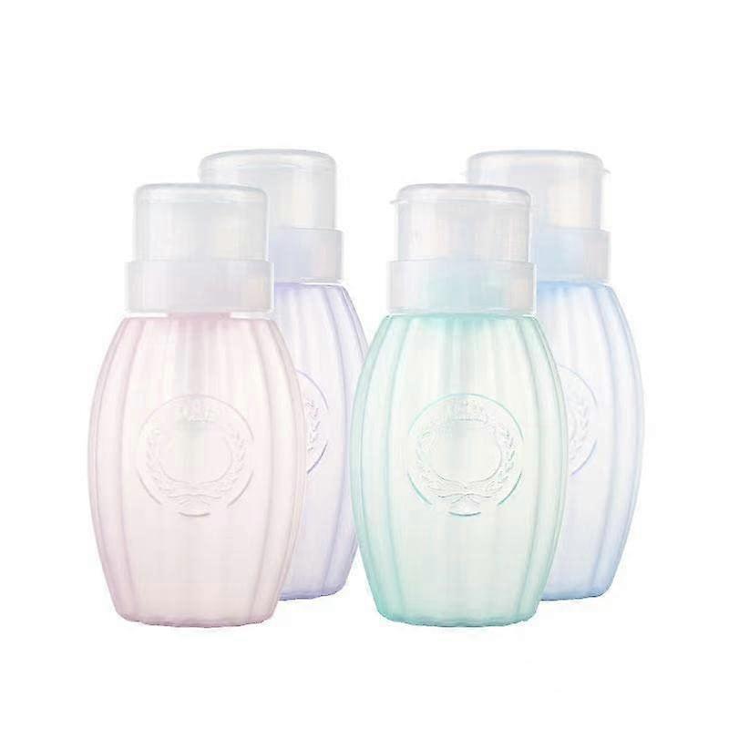 4 Pack 200ml Lockable Pump Dispenser Bottles, LeakProof Empty Plastic Containers for Makeup Remover
