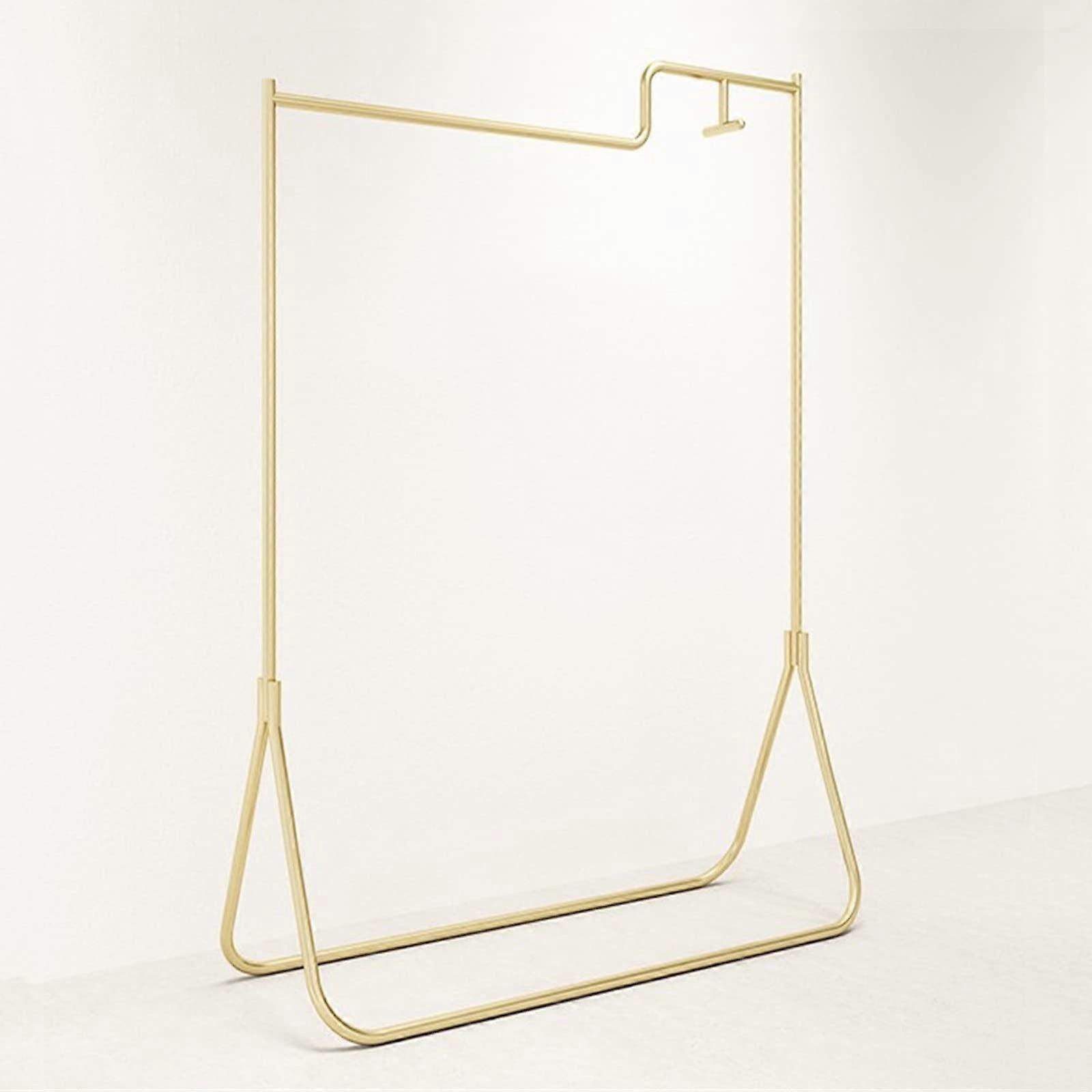 Gold Clothing Display Rack with DoubleLayer Design and Large Storage, Durable Iron Frame