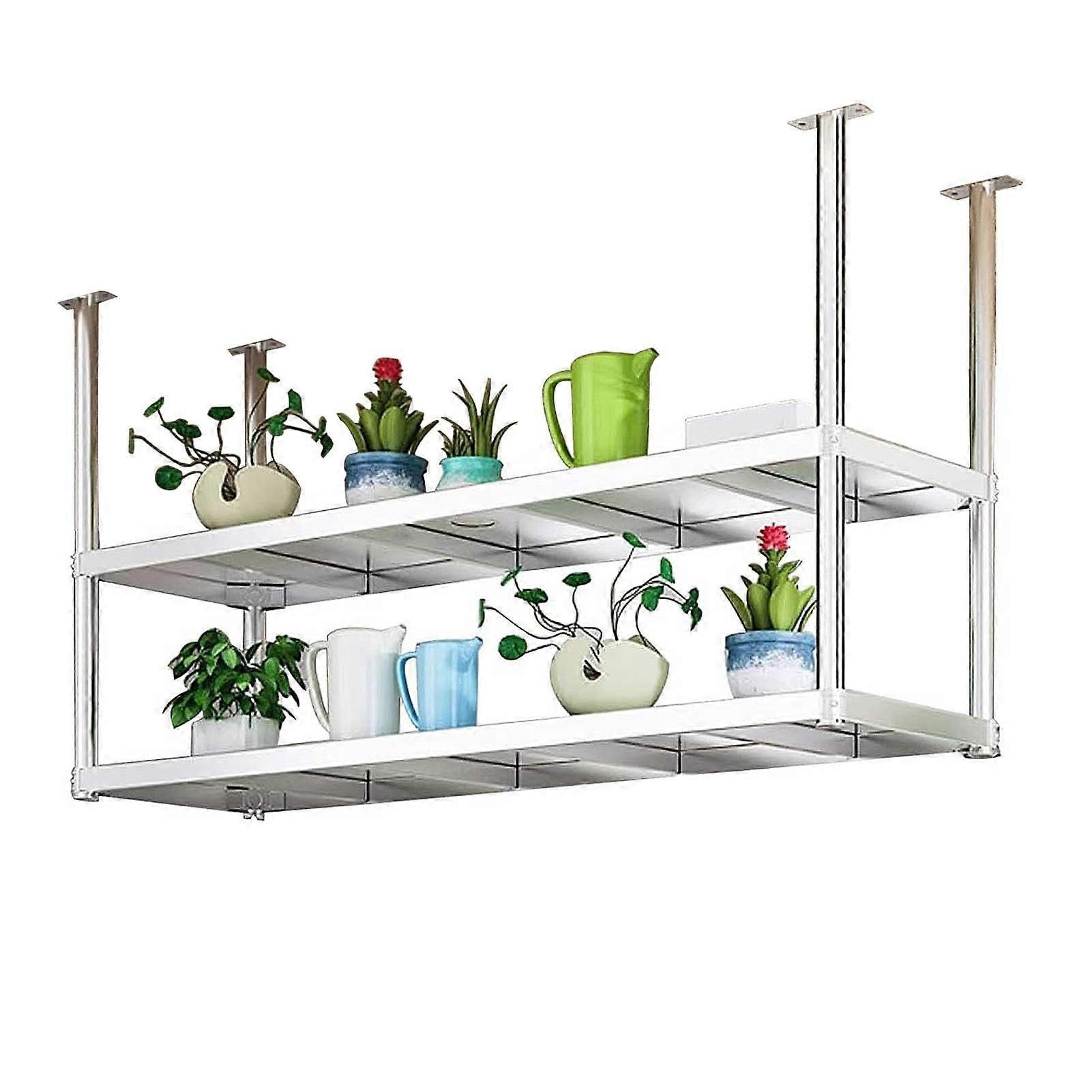 2 Tier Stainless Steel Storage Shelf with Adjustable Height, HeavyDuty RustResistant Kitchen Rack