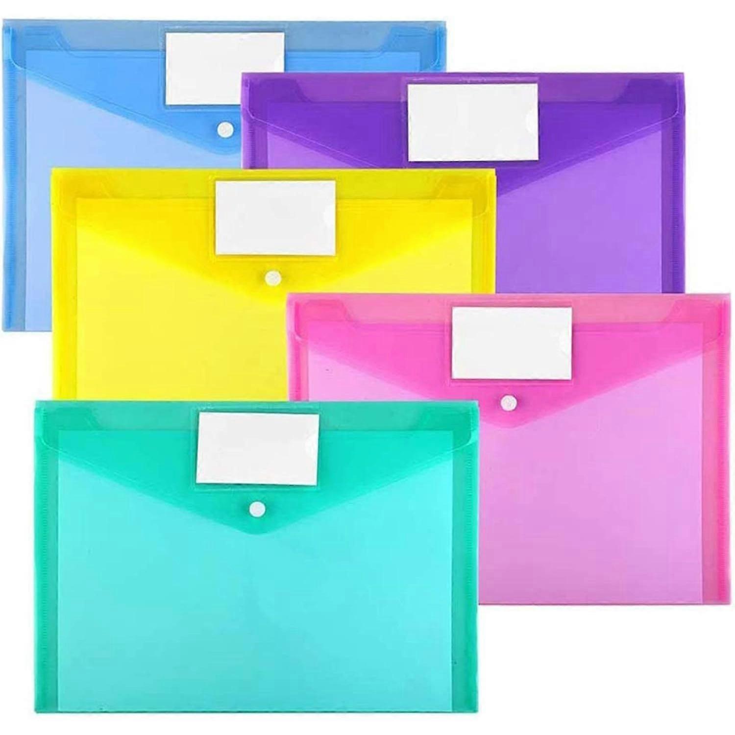 Transparent A4 document bags with pockets and snap closure