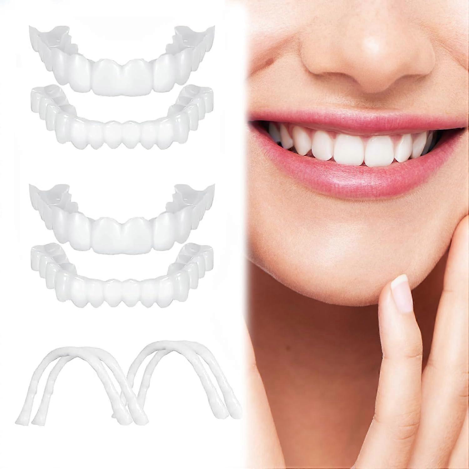 Dentures Temporary Tooth Replacement Kit for Adults Natural Smile Adjustable Fit False Teeth 2pcs