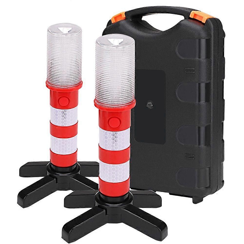 2pcs Warning Light Magnetic Flashlight Emergency Roadside Flares Light Safety Strobe Light