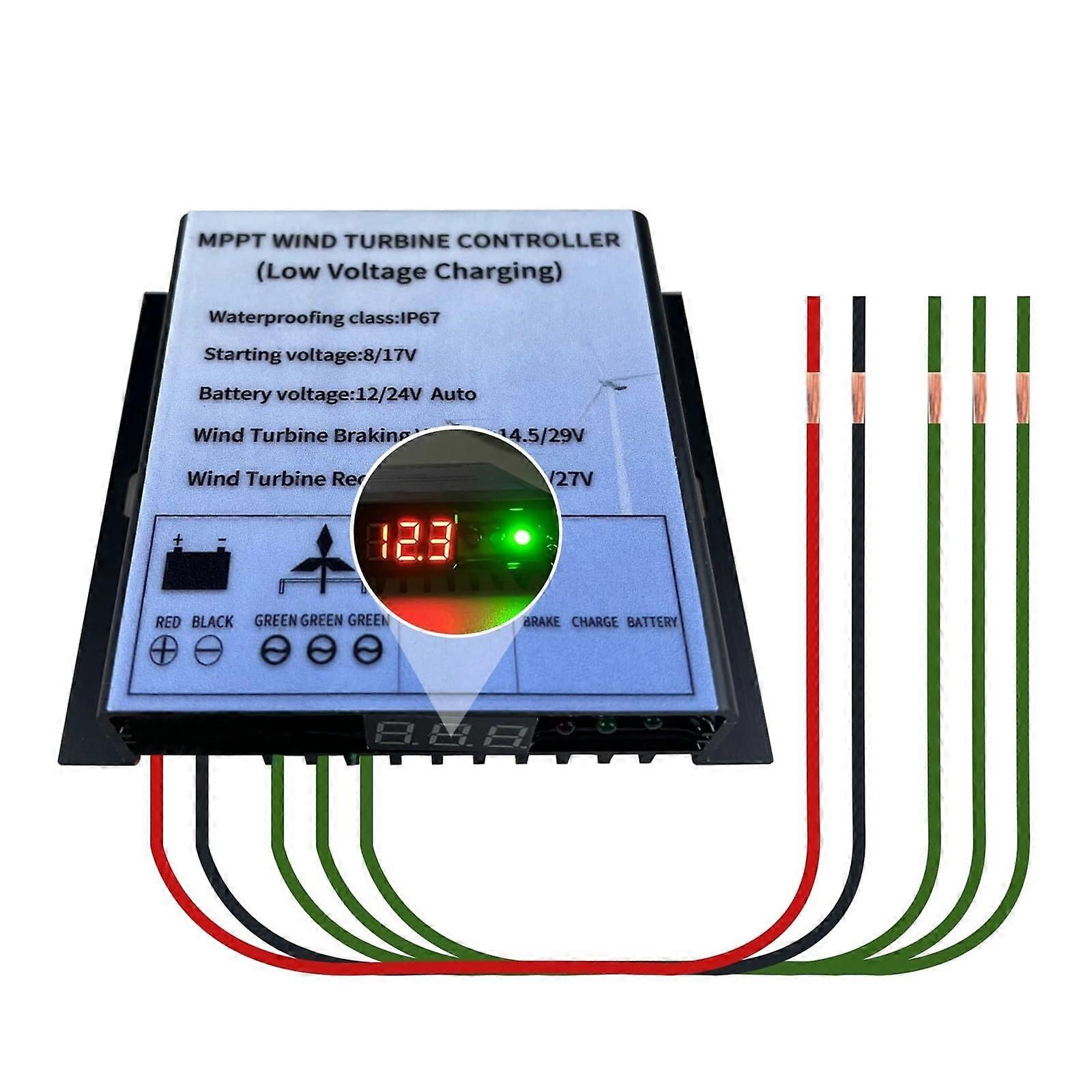 MPPT Wind Turbine Charge Controller 12V 24V 48V 800W Waterproof Automatic Voltage Detection
