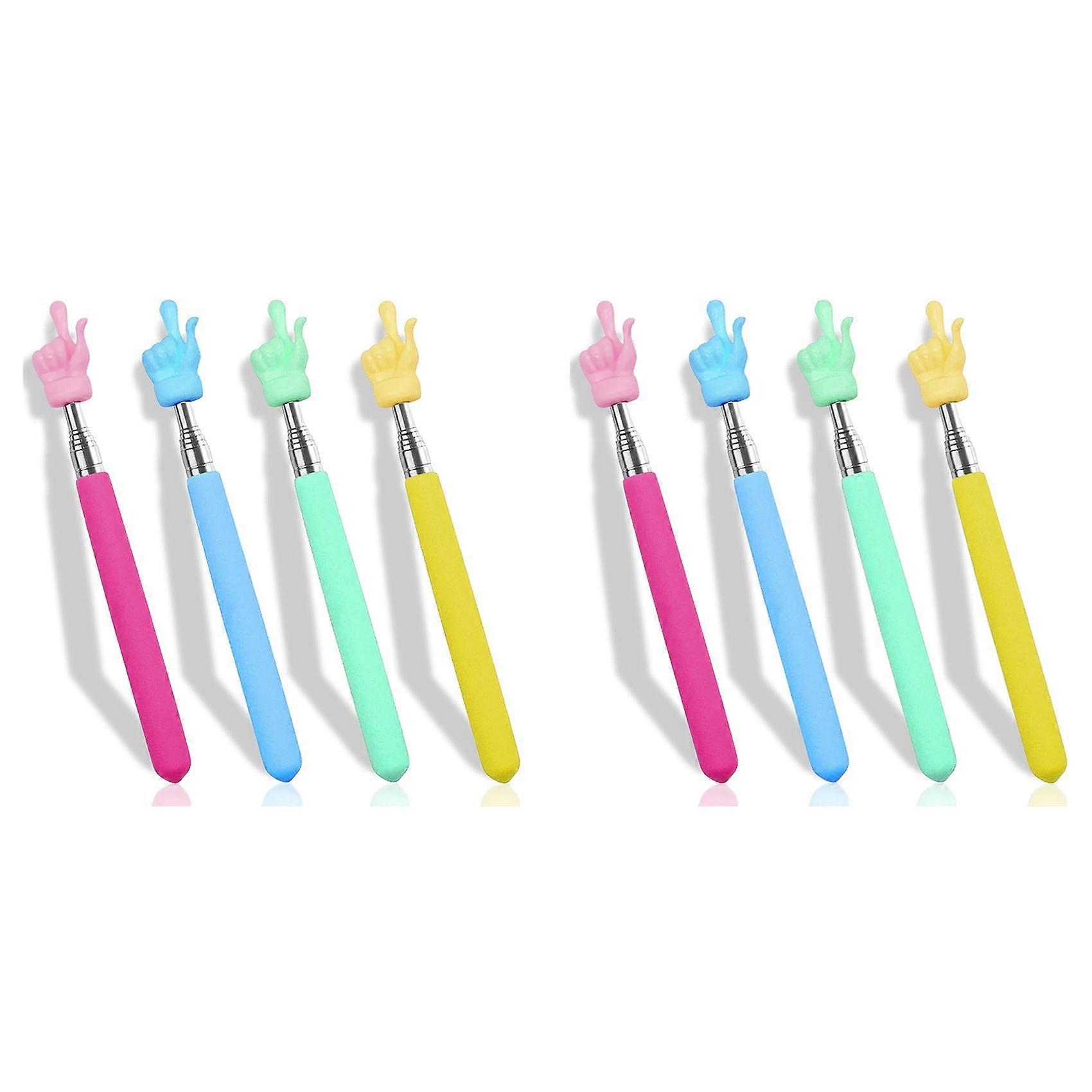 8PCS Retractable Teacher Pointer for Classroom Kids Reading, Mini Extendable Hand Pointer Finger Pointer Stick
