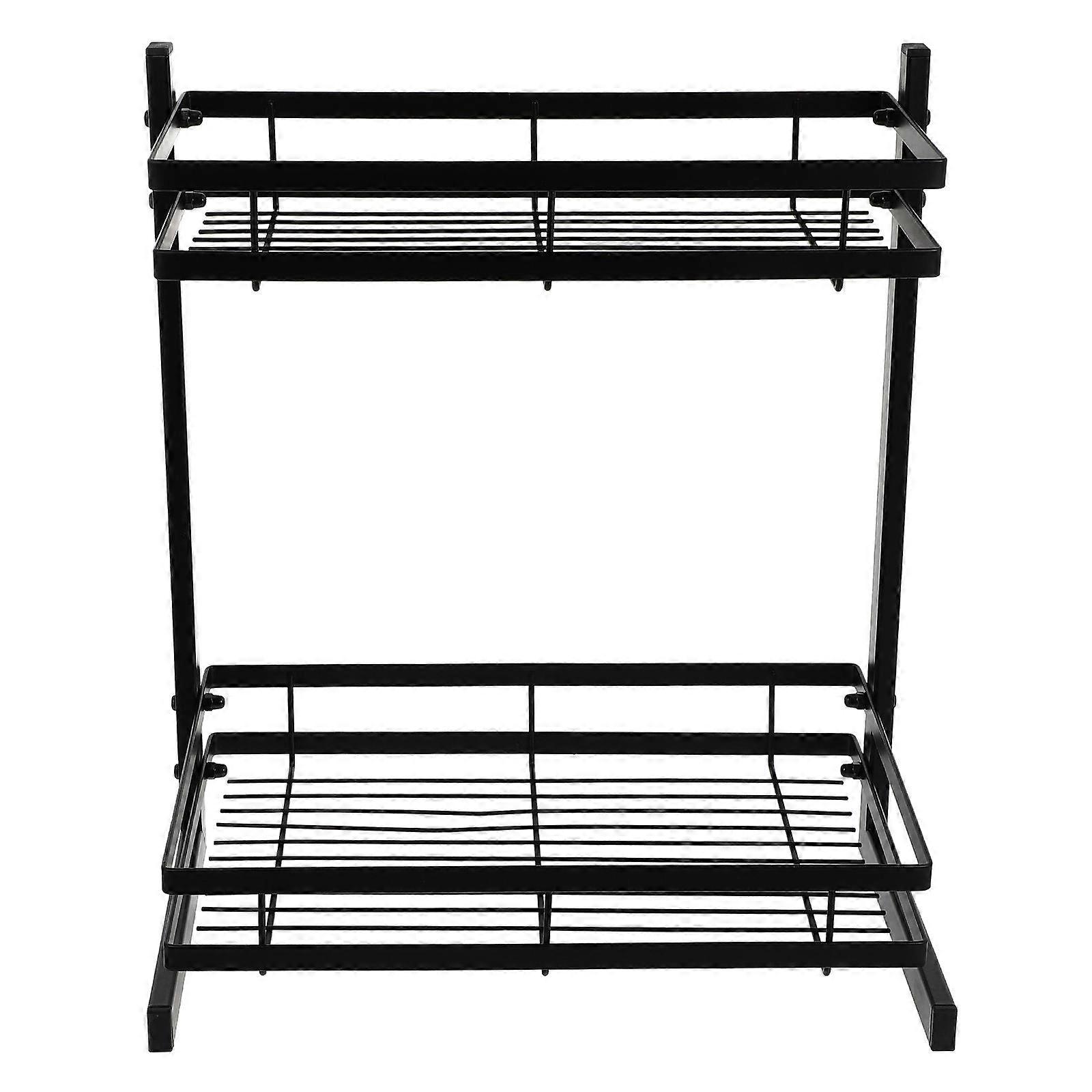 Storage Rack Kitchen Organizer Multi-Layers Pot Storage Rack Iron Double-Deck Kitchen Shelf Rack Space-Saving 1Pc