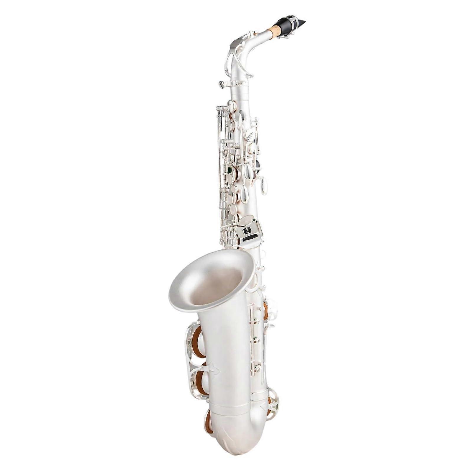 Alto Saxophone E Flat Silver Plated Brass with Case for Beginner to Professional Players